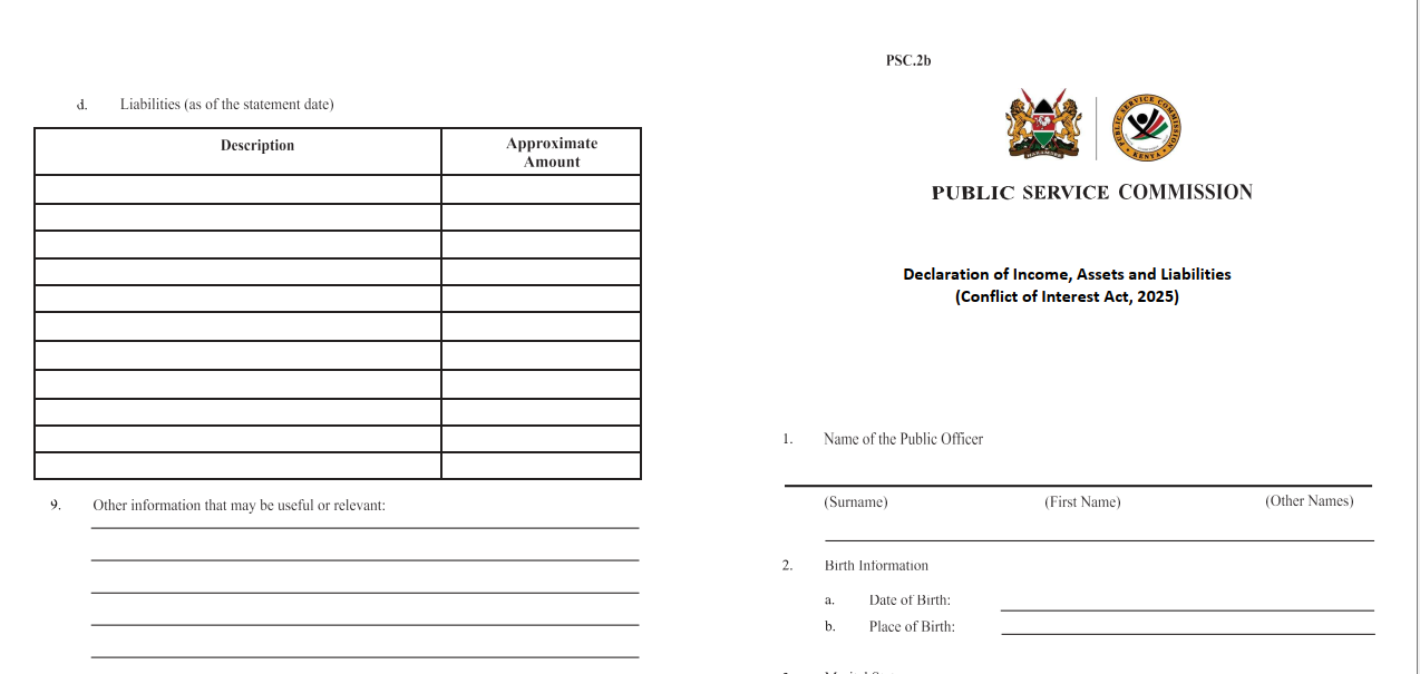 DECLARATION OF INCOME AND ASSETS FORM (CONFLICT OF INTEREST ACT, 2025)